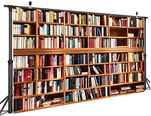 7x5FT Bookcase Photography Backdrop School Library Study Bookshelf Scene Children Photography Backgrounds Customized