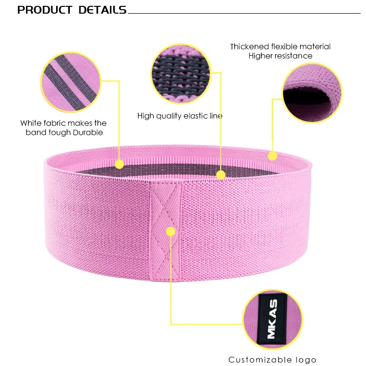 LADYGLOW Resistance Band for Working Out Custom Logo Print 3 Cotton Fabric Hip Booty Bands Set Fitness Fabric Resistance Band