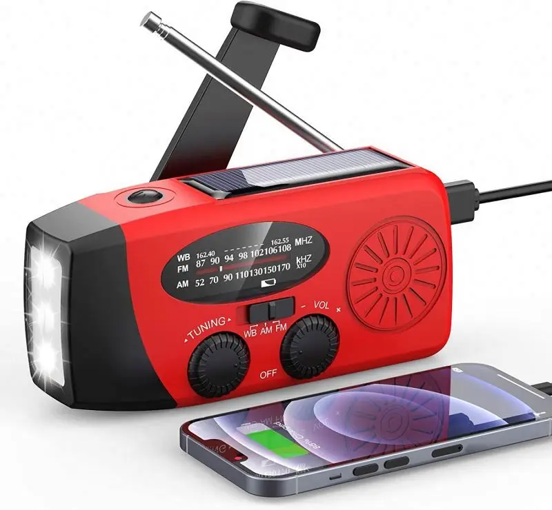 crank powered radio flashlight