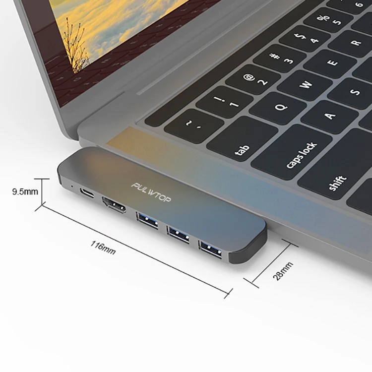 Pulwtop горячая Распродажа 6 в 1 дорожный адаптер Тип c usb c концентратор hd 4k pd type-C док-станция