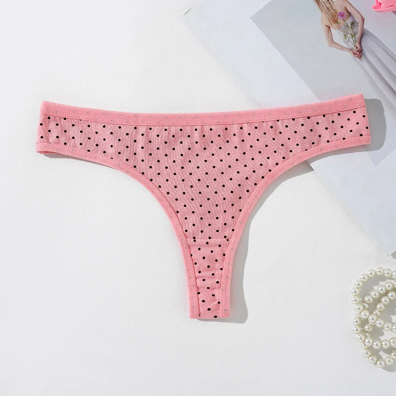 Sexy Women Thongs Cotton Lingerie Low Waist Panties Polka Dots Patten