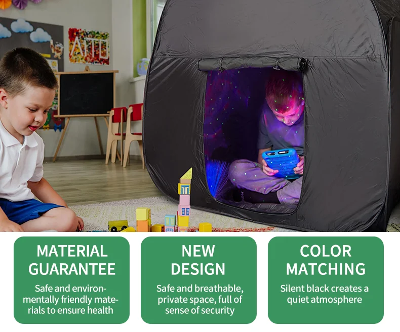 Autism Tent Sensory Glow In The Dark Pop Up Inflatable Black Out Autism ...