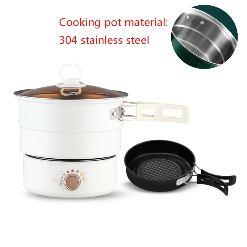 110/220V Electric Split Cooking Pot Foldable Multicooker Frying Pan Hotpot Steamer Rice Cooker Soup Maker Water Boiler Travel