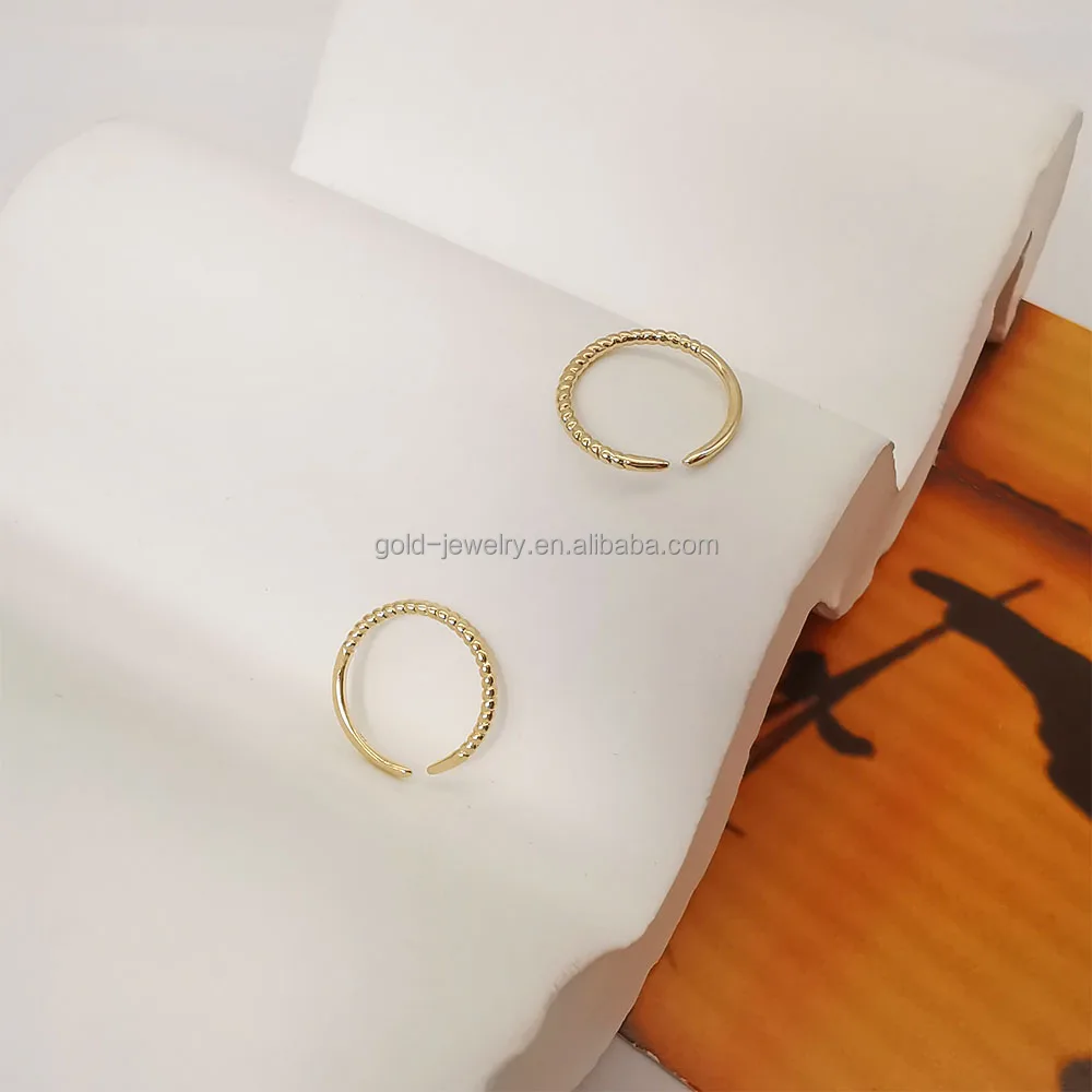 Classic Au585 14k Gold Jewelry Simple Hoop Earring Pure Yellow Gold