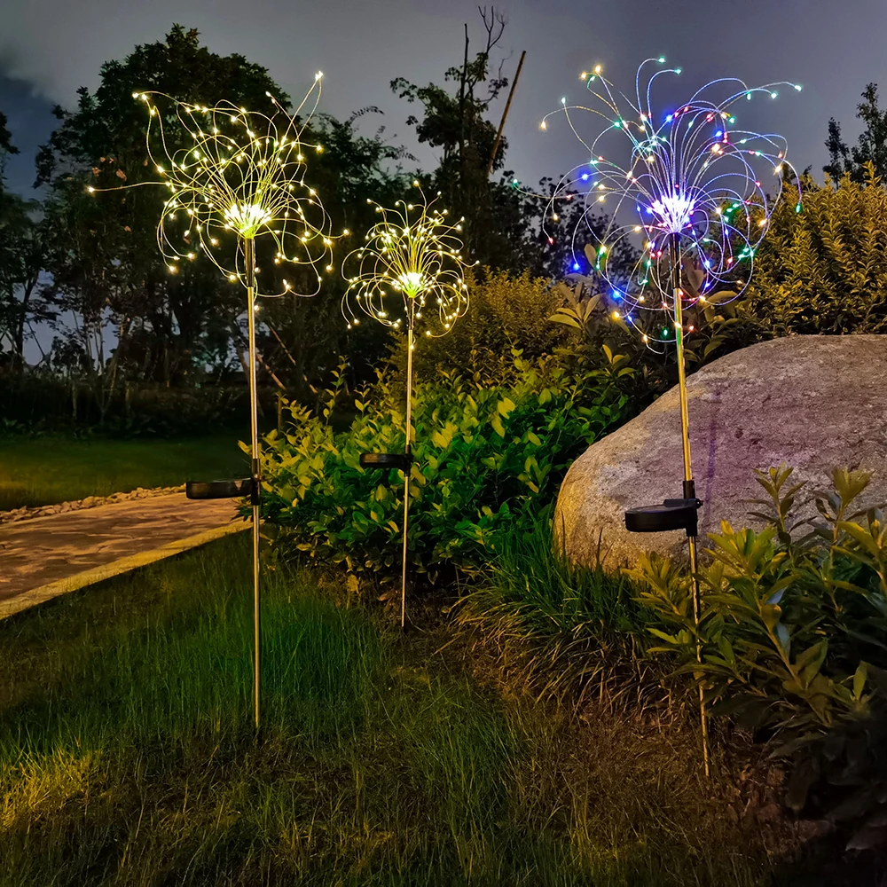 Solar Firework Dandelion Lights Outdoor Waterproof DIY String Light LED Fairy  for Garden Lawn Landscape Holiday Lights