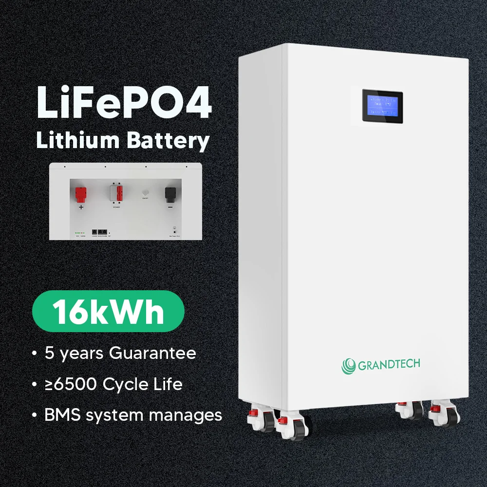 Grandtech 51.2v 314ah Lifepo4 Lithium Battery 15kwh 16kwh Wall Mounted Battery Home Energy Storage Battery for Solar System