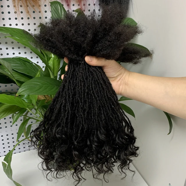 KAMA Customized Handmade Interlocked 0.1cm 0.2cm 0.4 cm Afro Kinky Curly Ends Microlocs for Locs and Twists Hair Styles