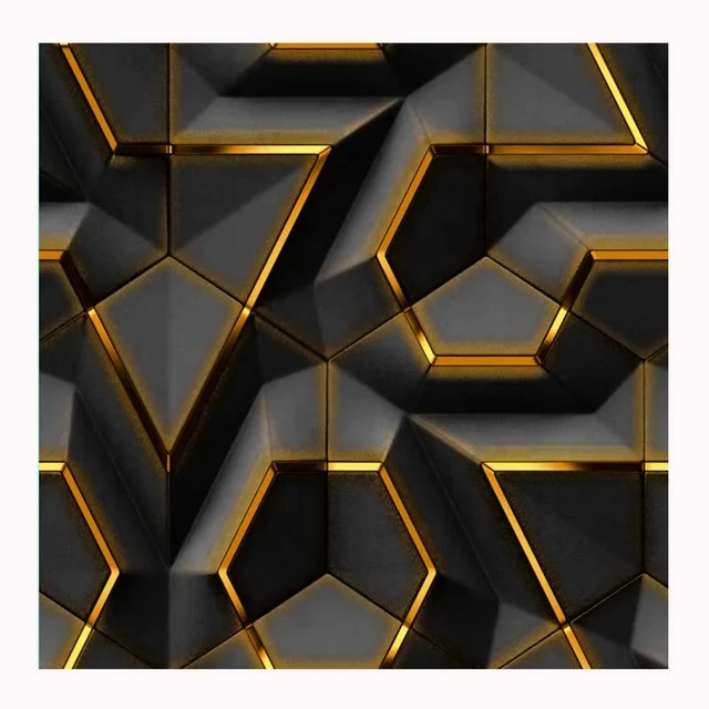 Interior 3D Geometric Wallpapers/wall Coating PVC Black and Gold Wallpaper