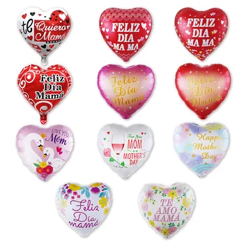 18inch love heart shape mothers Day balloons english I love you mom Spanish Espanol Globos te amo mama for Mother's day gift