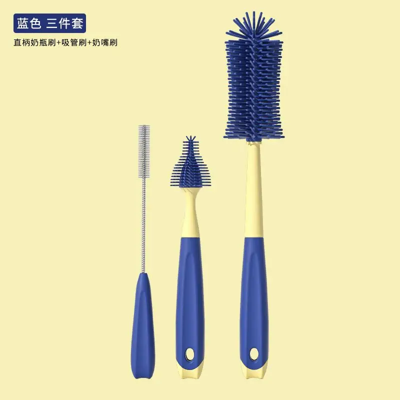 Brosse à Biberon Rotative 360° En Silicone - Avec Brosse Tétine Et Paille - Longue Poignée