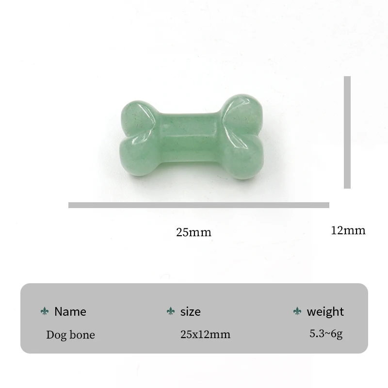 Natural Crystal Dog Bone Carving 1Inch Mini Healing Stone Figurine for Pet Memorial Home Decor Chakra Energy Protection Gift
