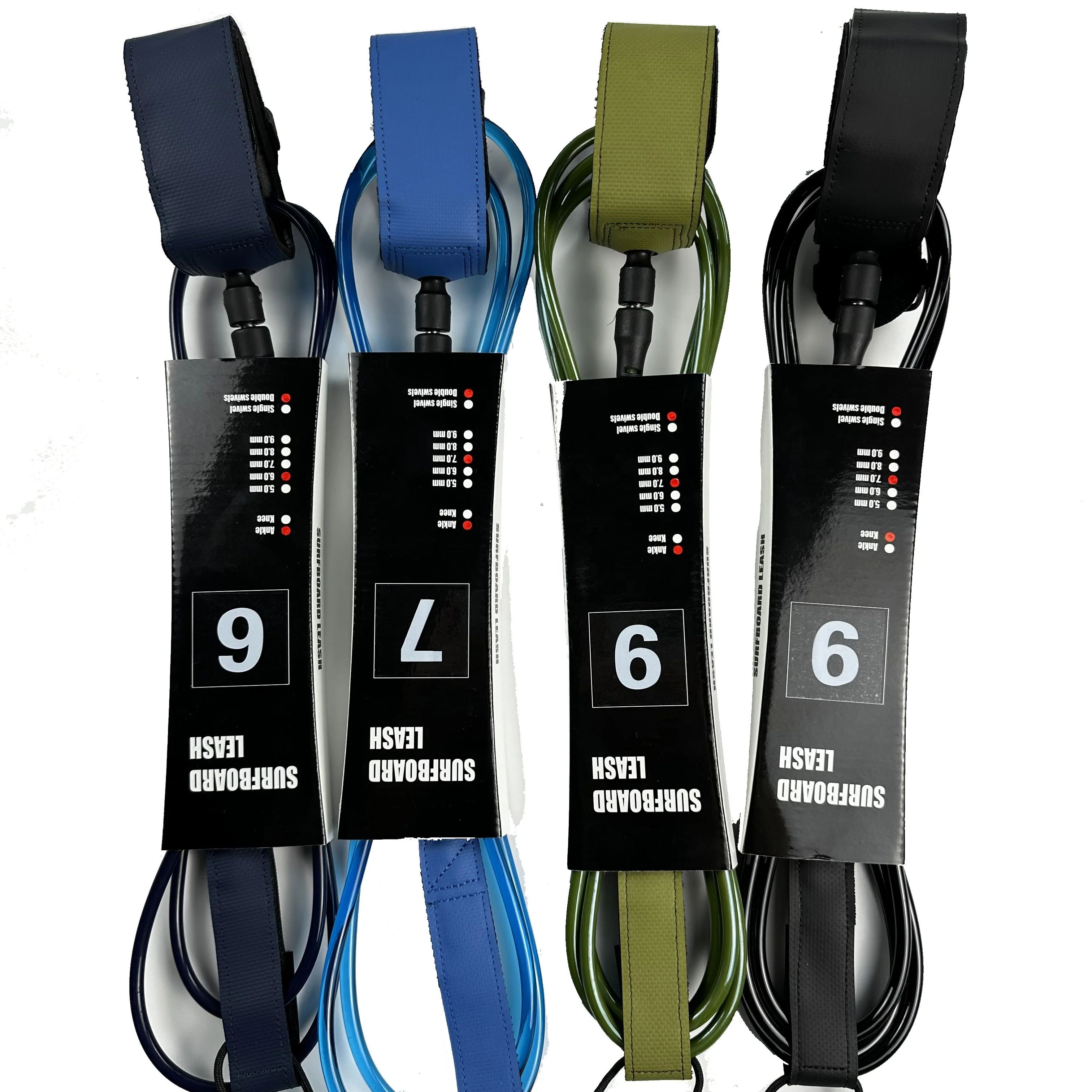 Factory Wholesale Pro Lightweight Comp Surf Leash Regular Leash and Power Surfing Leash With TPU and Hypalon Material