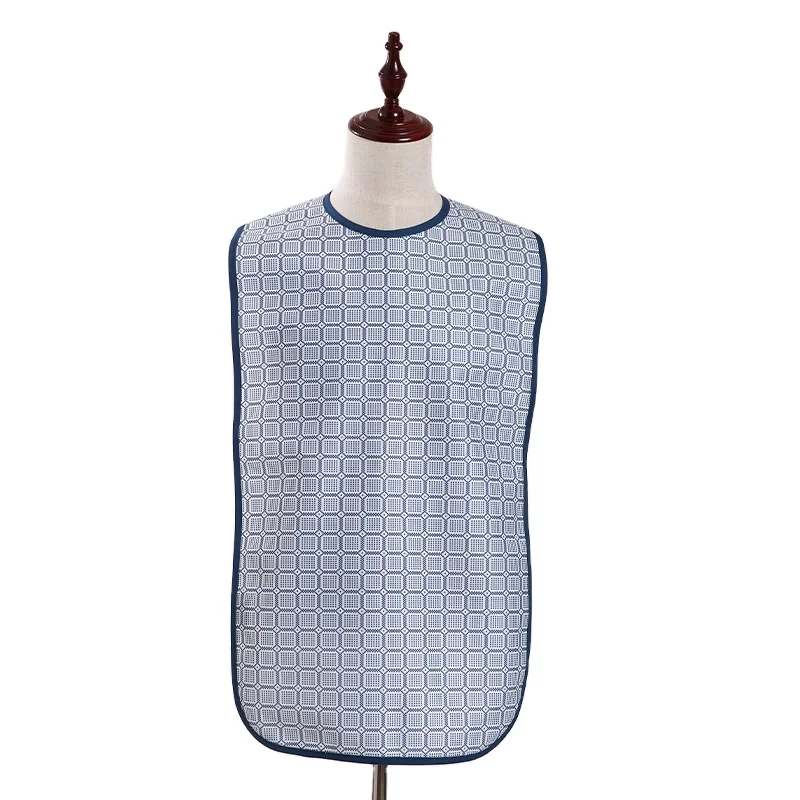 Adult Bib Clothing Protector With Waterproof Vinyl Backing & Optional Crumb Catcher