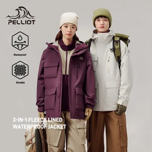 Unisex 10000mm Waterproof Jacket With Zipper Closure Pelliot Three-in-One Outdoor Polar Fleece Liner Warm Coat for Men and Women