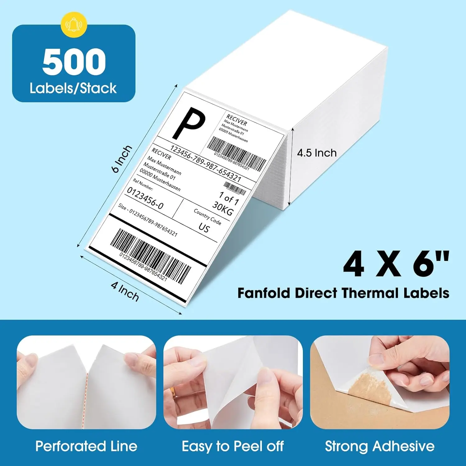 Factory Customized 4X6 Folded 500 Thermal Shipping Labels White ...