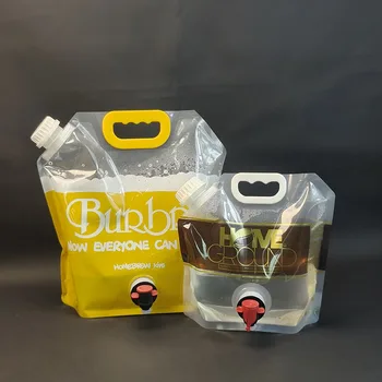 Custom Printed Eco-Friendly 3L 4L 5L Beverage Bag Recyclable Leak-Proof Valve Bags for Drinks Packaging Printing Products