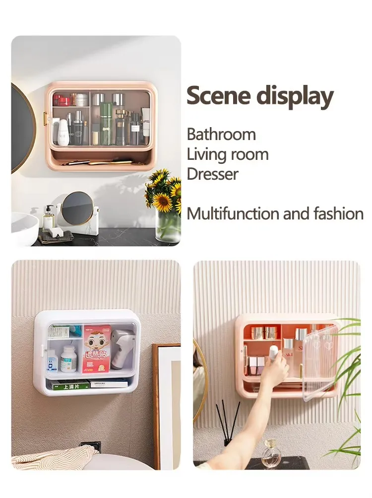 Large Capacity Waterproof & Dustproof Transparent Plastic Storage Box for Bathroom & Kitchen Wall for Organization & Aesthetics factory