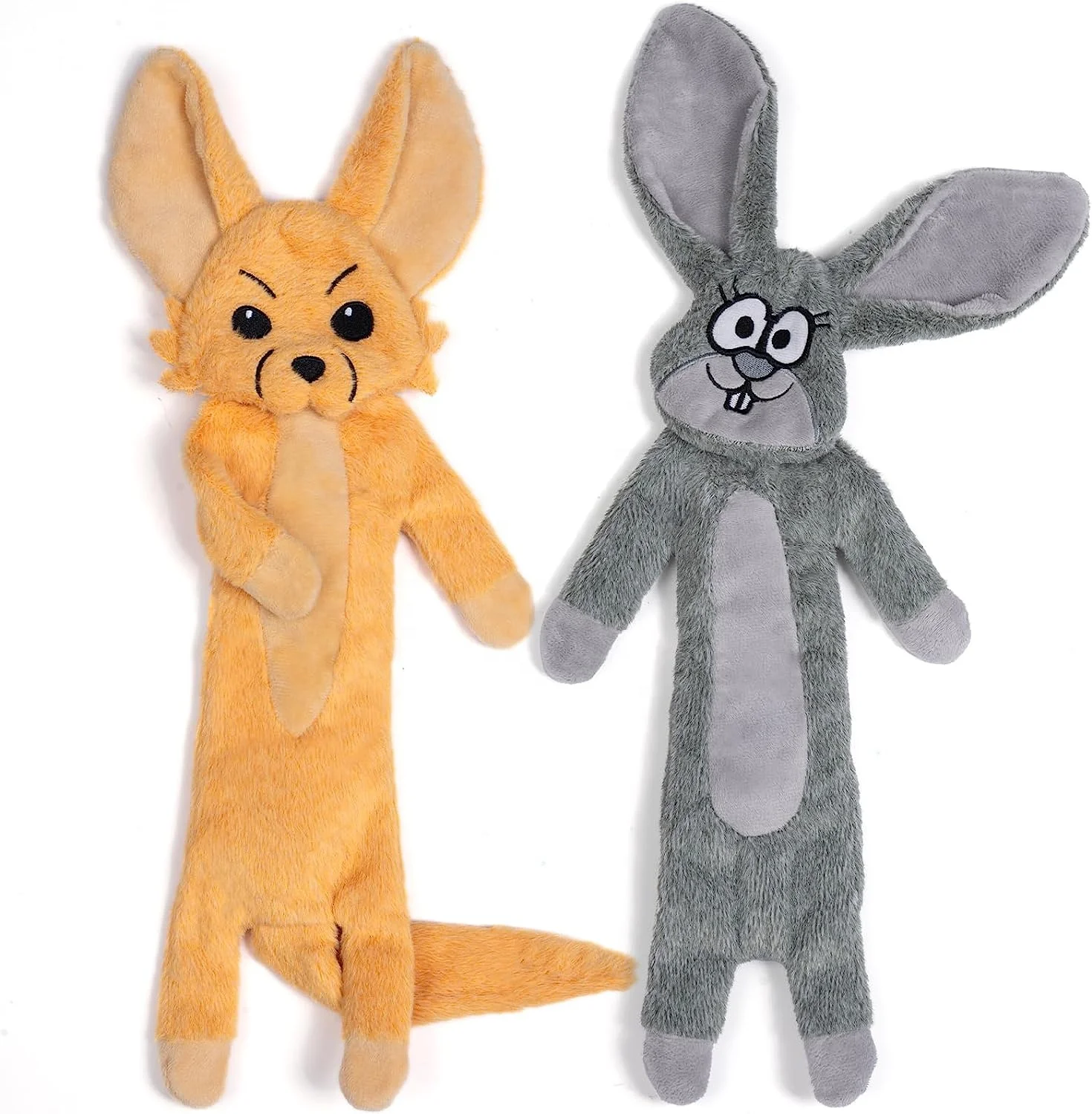 Wholesale Manufacturer Dog Toy No Stuffing Rabbit Fox Squeaky Plush Dog