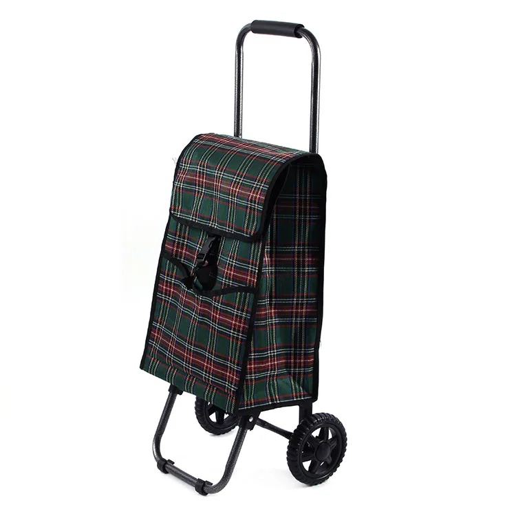 Folding Shopping Cart with Wheels Carrefour pp Woven Bag