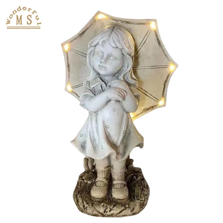 Waterproof Garden Sculpture Boy and Girl Shape Solar Led Light suitable for landscape garden path decoration