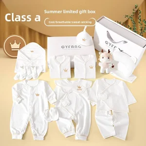 Spring Summer Baby Item Baby Clothes Full Moon Pure Cotton 17PCS Gift Box Set New Born Baby Gift Set