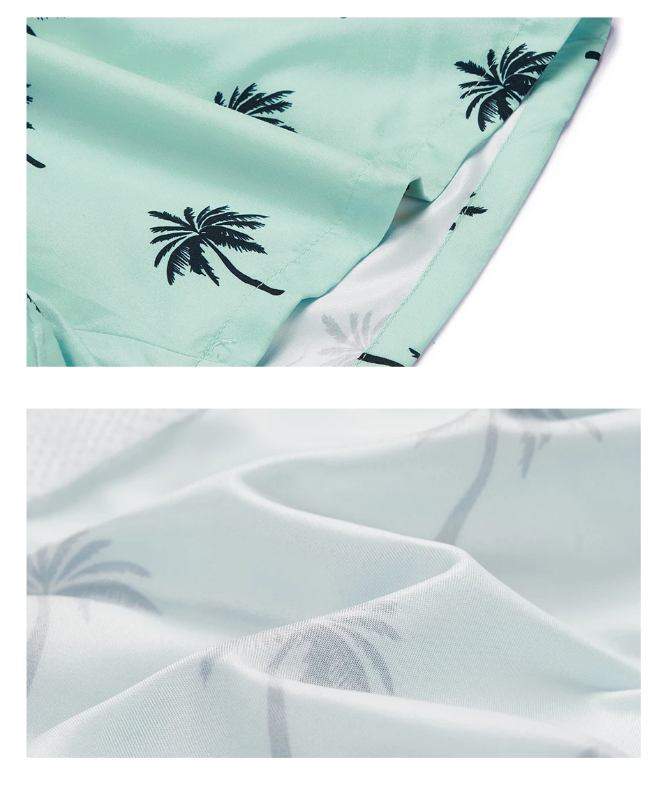 Coconut Tree Print Men's Shorts Summer Beach Wear Polyester Fabric Elastic Waistband Board Shorts For Men694_voghion.com