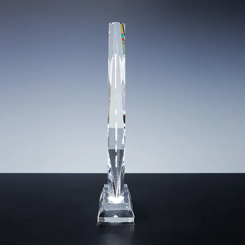 Factory custom direct k9 crystal glass transparent symmetrical trophy details