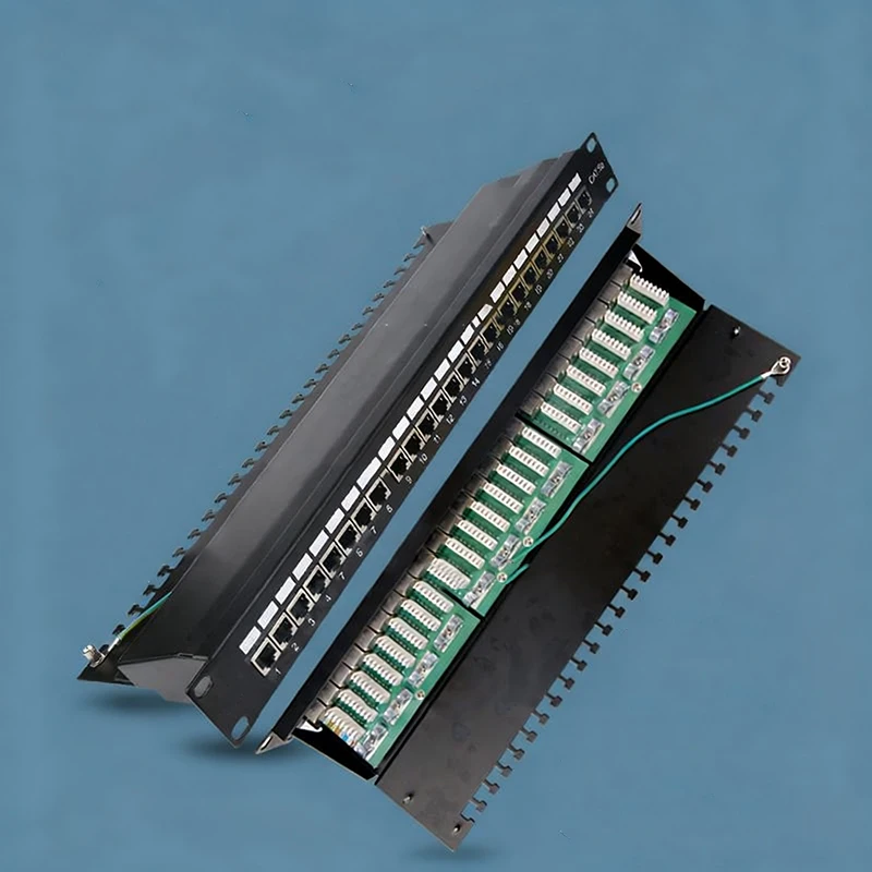 Cat6 Shielded Patch Panel na may 24 Port, 1U, 19-Inch Rack Mount, FTP Network Distribution Frame na may Cold Rolled Steel Structure