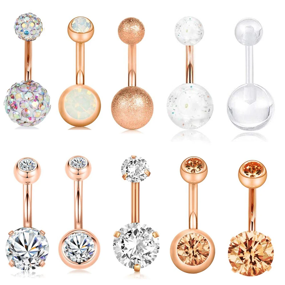 5 Logo Steel Ball 14g Belly Button Rings WHOLESALE Navel Naval Body Jewelry 
