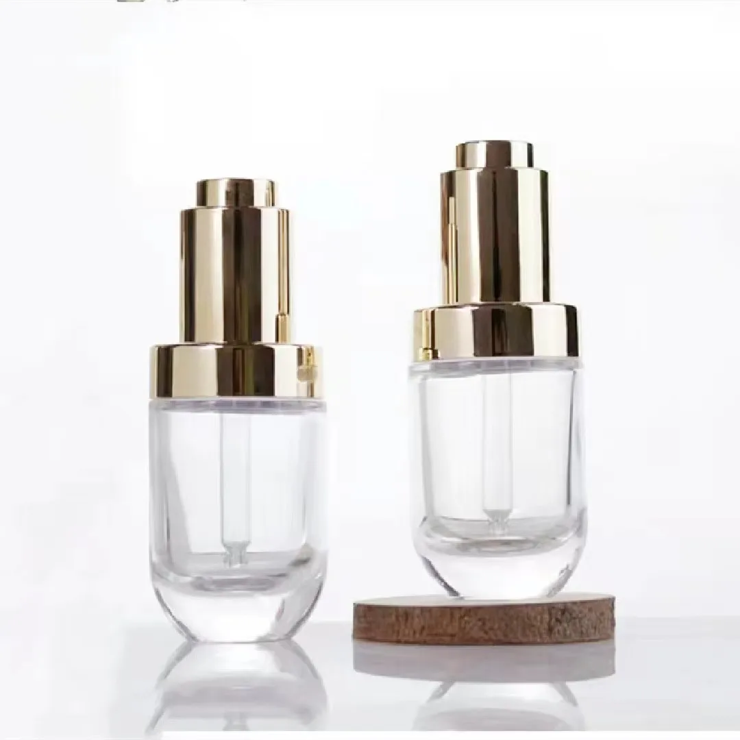 Bouteille en verre personnalisée de 30 ml avec pipette, bouteille de sérum facial, gravure à chaud, peinture, plaquage électrolytique