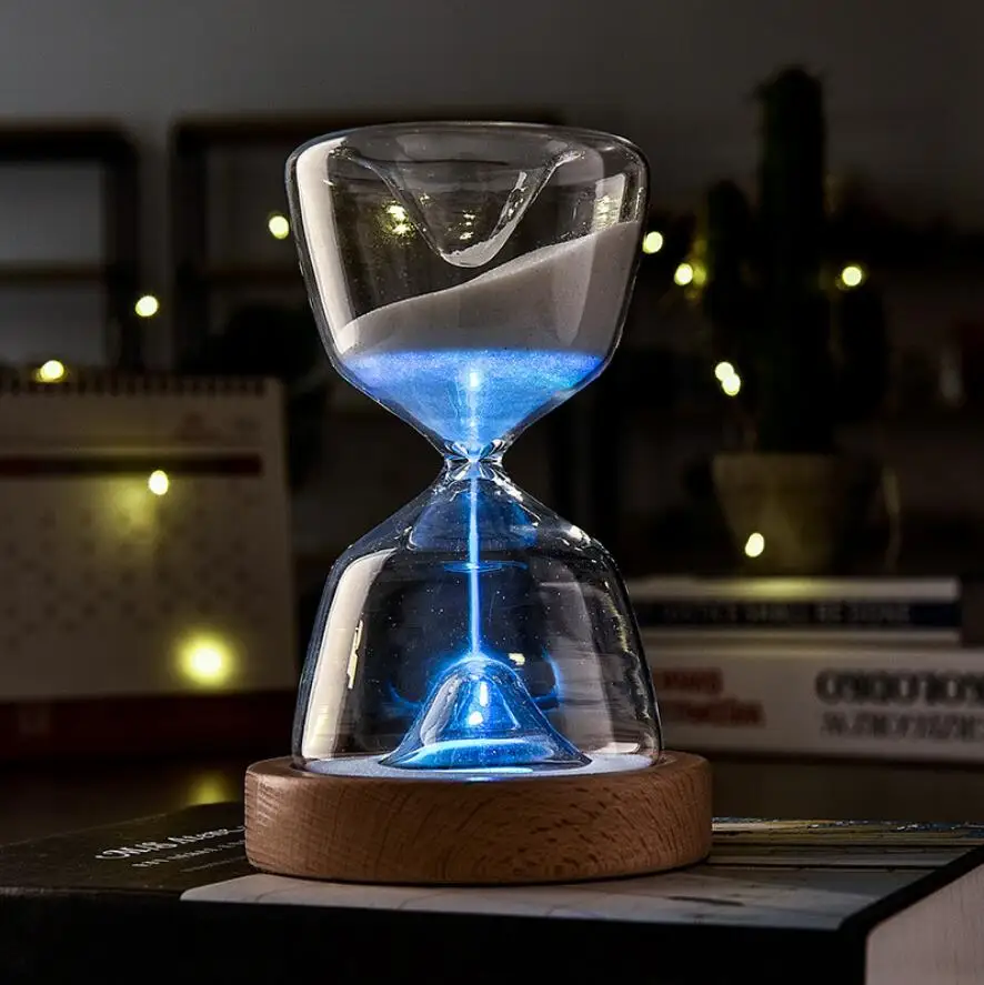 Sablier Électronique à Capteur De Gravité - Minuterie 1-30 Min, Lumière D'Ambiance Blanche/Bleue - Pour Cuisine, Yoga, Réunions