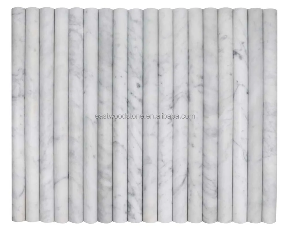 Customized Fluted Marble Stone Tile - White Polished Round Stripe ...