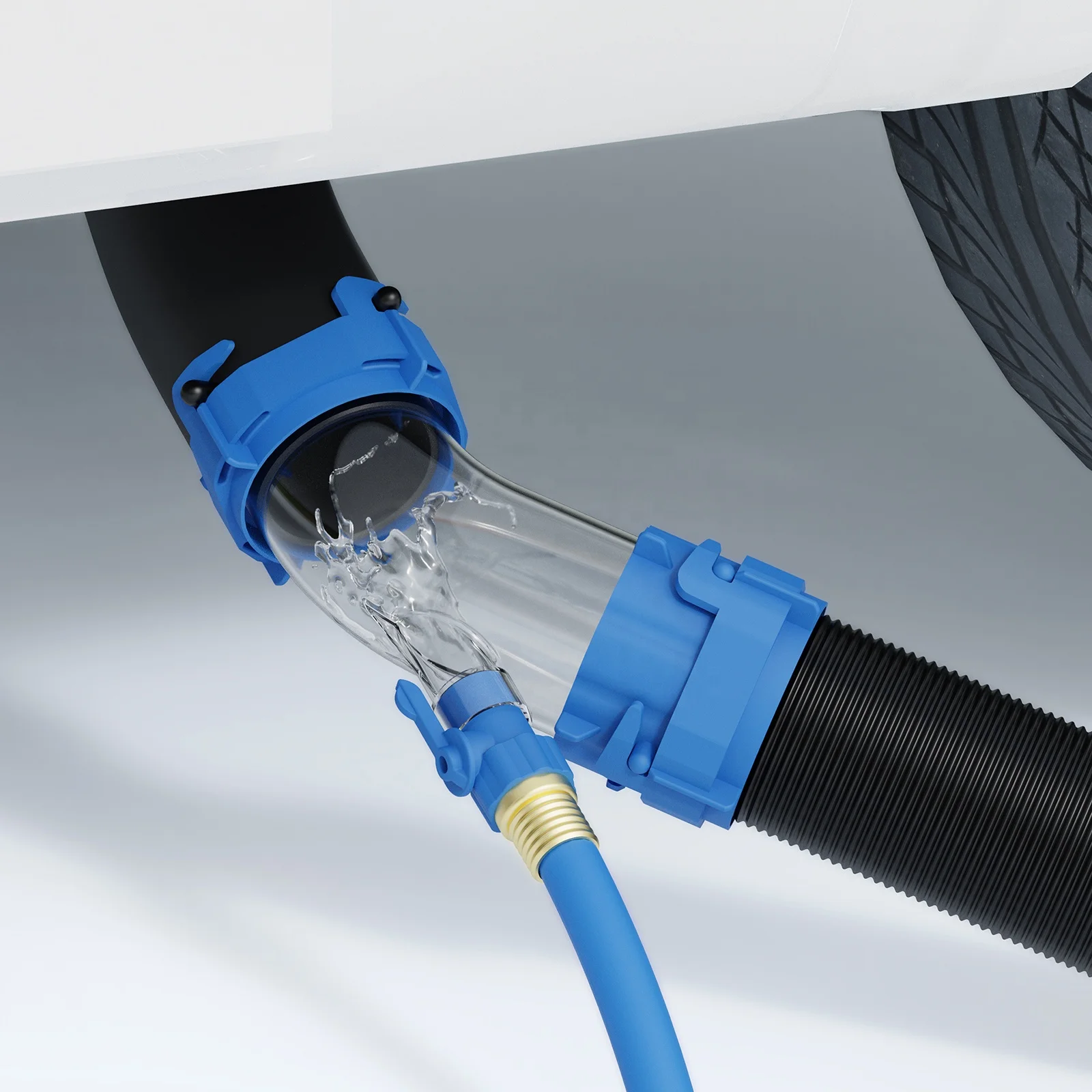 S2 RV Tank Rinser Features a Vacuum Breaker to Stop Backflow & Clear 45-Degree Elbow Includes 360-Degree Swivel Fitting