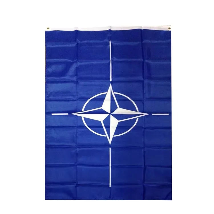 Polyester Full Color Digital Printing with Pole Stand Polyester Fabric with Custom  NATO flag Design Logo