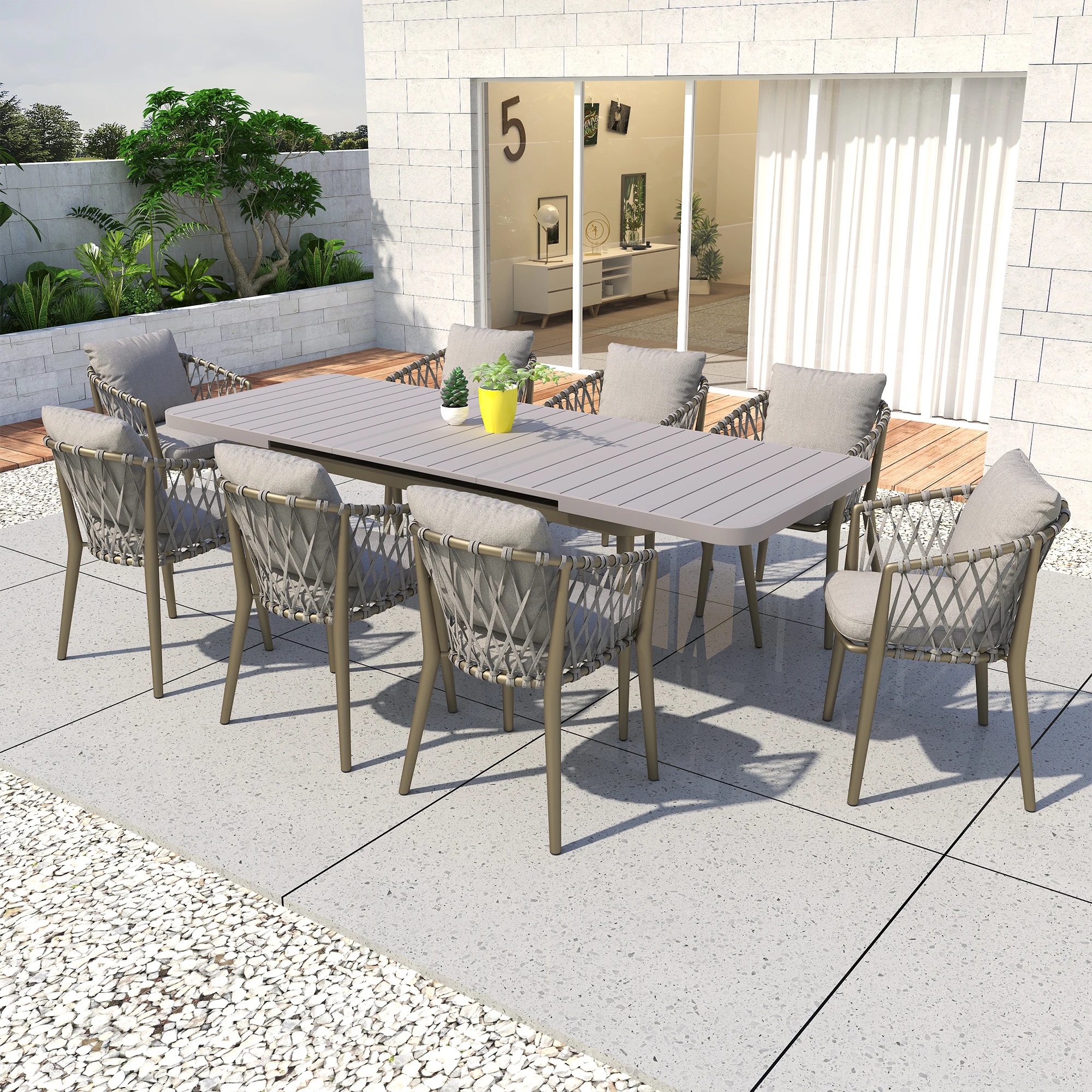 Fulin Hot Selling Outdoor Dinning Garden Dining Single Table And Chair