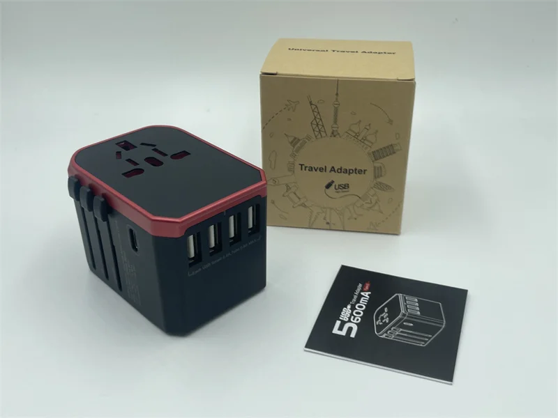 Smart Travel Adapter International Plug Adaptor Wall USB Type C Charger AC Power for USA EU UK AU US