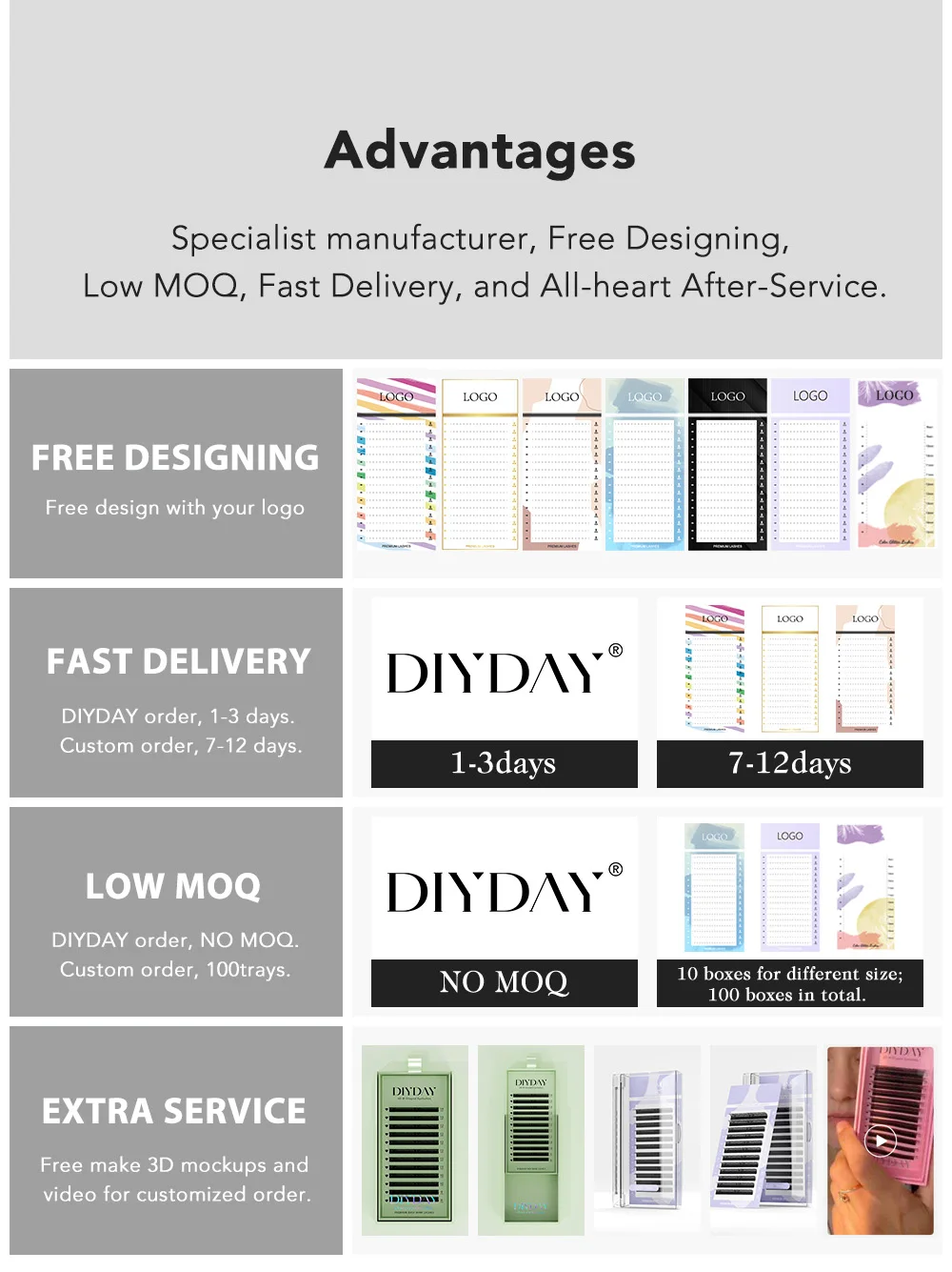 DIYDAY Classic Eyelash Extensions - Volume PBT 0.07