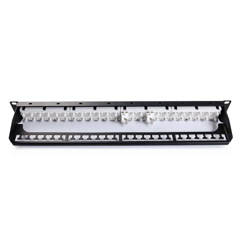 19 Inch Keystone Jack Unloaded 24 Port Poe Din Rail Patch Panel with Cable Manager