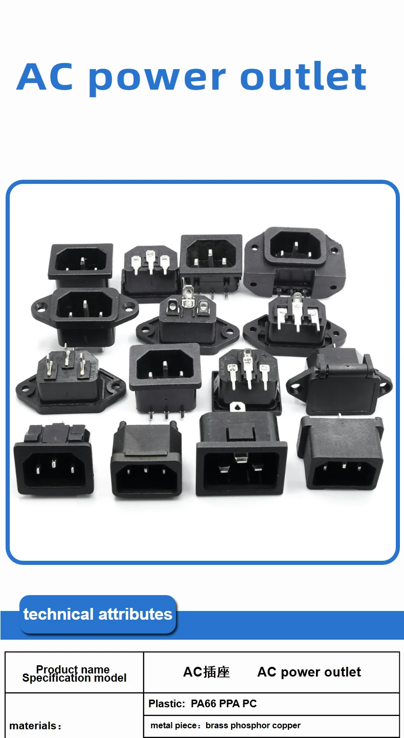 Iec Electrical Switch Connectors Female Plug Ac Power Inlet Industrial ...