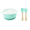Short ear silicone bowl with spoon fork-mint