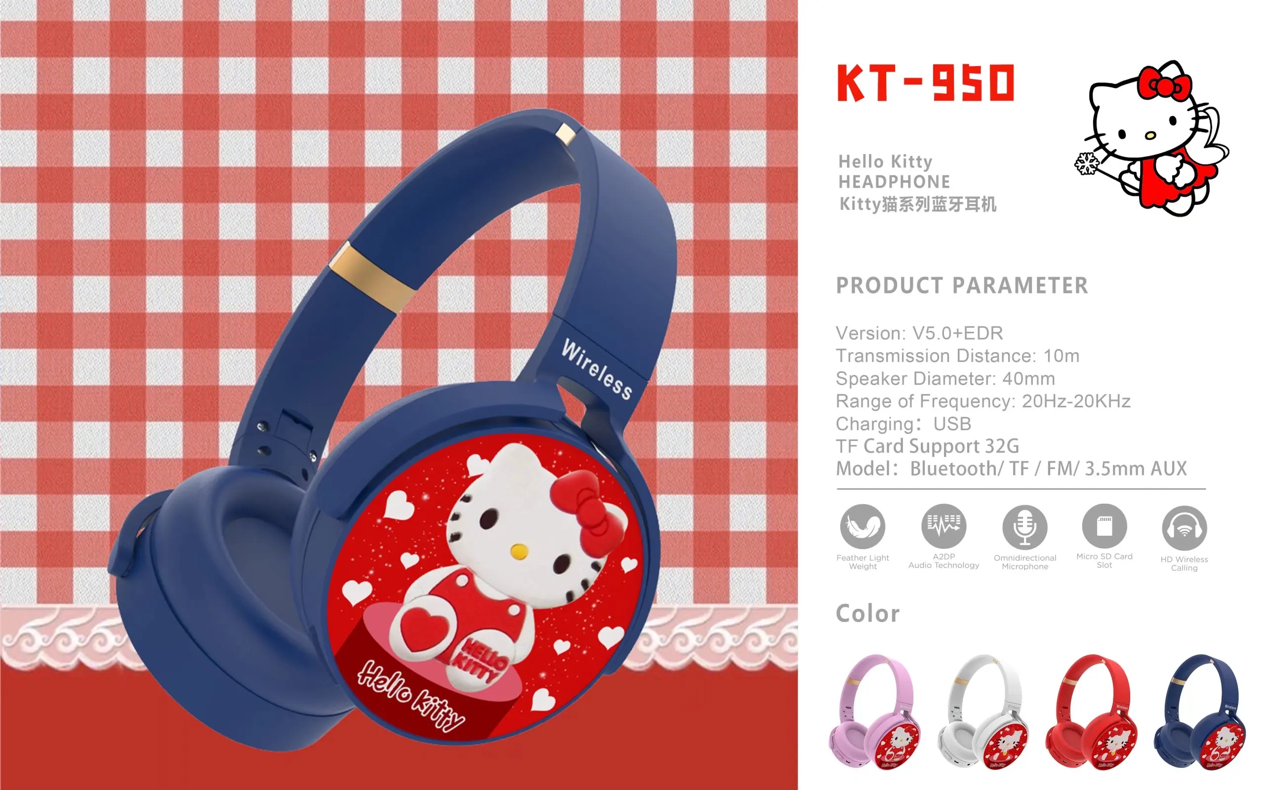 New Customize Bulk Hello Kitty Children Gift Headphone Wireless Headphone For Kids Buy
