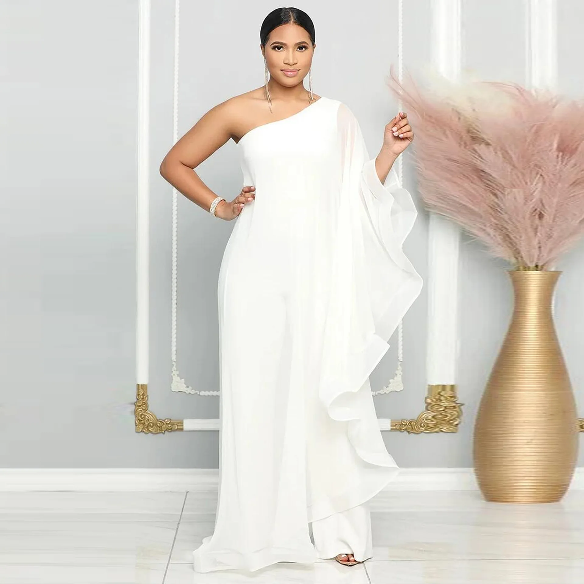 Party Wear Women's White Party Jumpsuits Modest Elegant Party