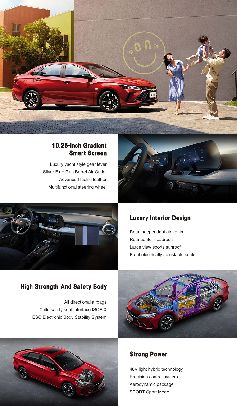 Chevrolet Monza Cruze 113ps 5 Seater High Speed Petrol Sedan LED Camera Electric Leather Turbo Multi-function Automatic