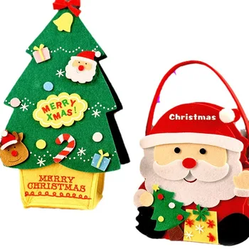 Direct Factory Supply Creative Christmas Decorations Customizable Size Felt Apple Gift Bags for Kindergarten Children