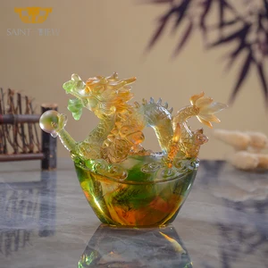 Crystal Chinese 2026 Mascot Dragon Sculpture Business Fengshui Home Decoration