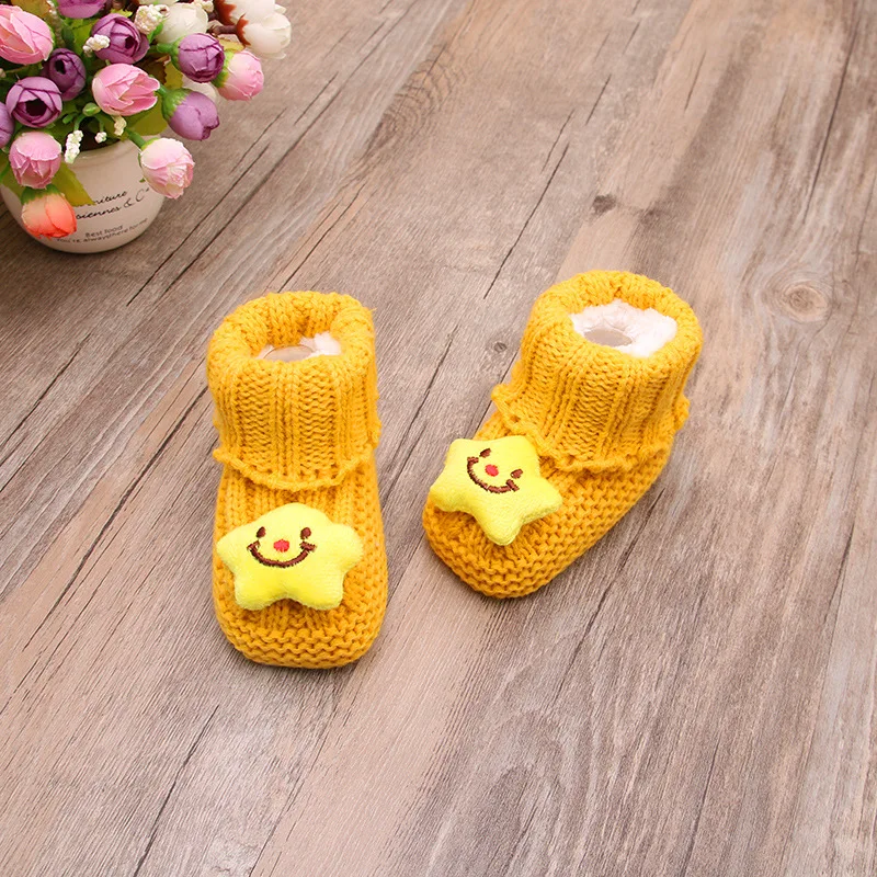 New design winter warm fleece double layer newborn baby crochet shoes
