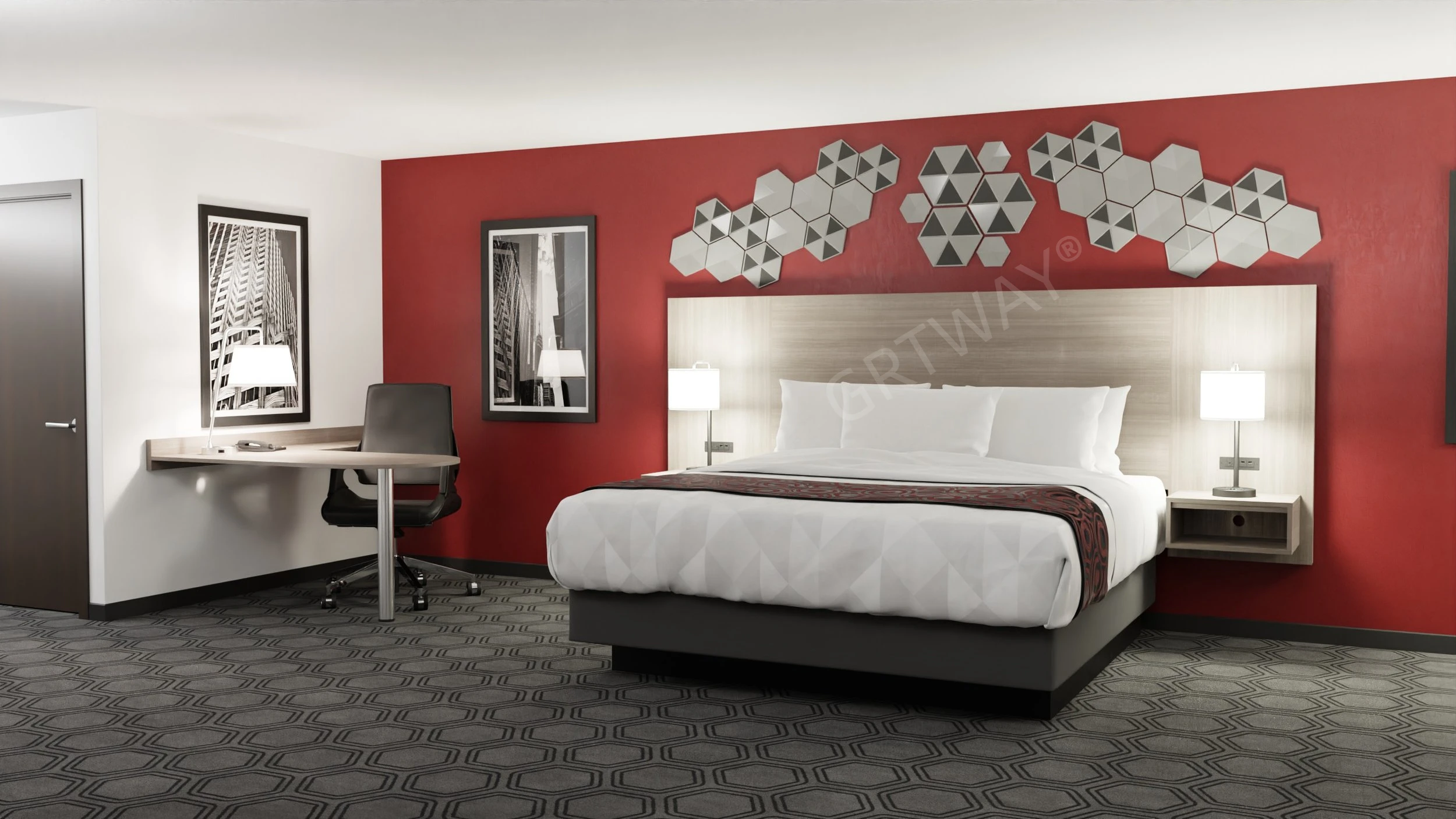 Grt6530 Modern New Design Hotel Furniture Red Roof Inn Bedroom Sets