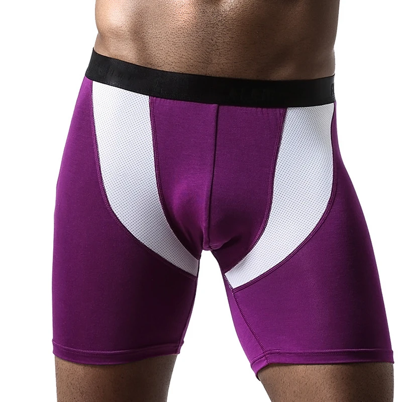 PLUS SIZE Ice Mesh Boxer Briefs for Men Sport Running Plus Long Anti-wear Leg Modal Boxers Long Legs