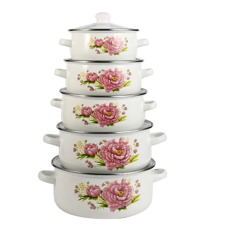 hot sale enamel cookware set flower