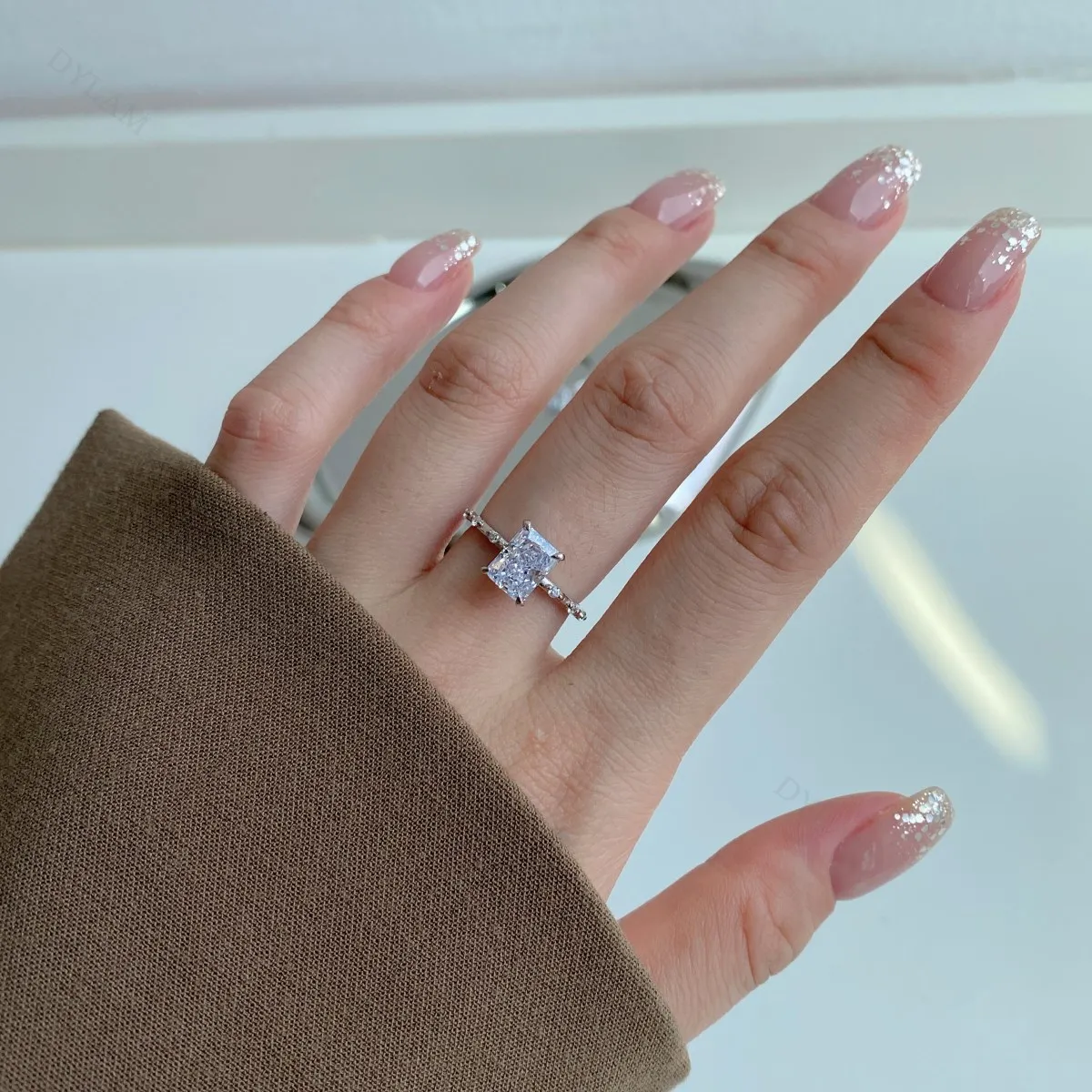 KAKODIY Classic 925 Sterling Silver Radiant Cut 5A Zircon Ring Wedding Jewelry Luxury Women's 925 Sterling Silver Ring detail 2